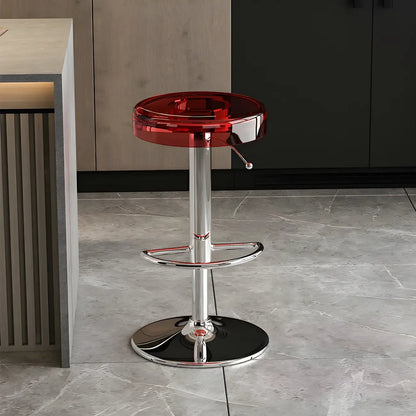 Tabouret de bar pivotant et réglable en métal et acrylique transparent élégant