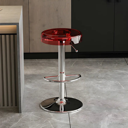 Tabouret de bar pivotant et réglable en métal et acrylique transparent élégant