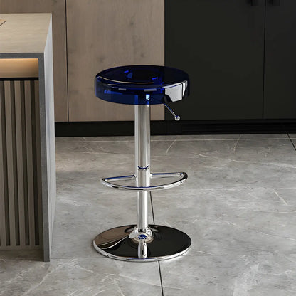 Tabouret de bar pivotant et réglable en métal et acrylique transparent élégant