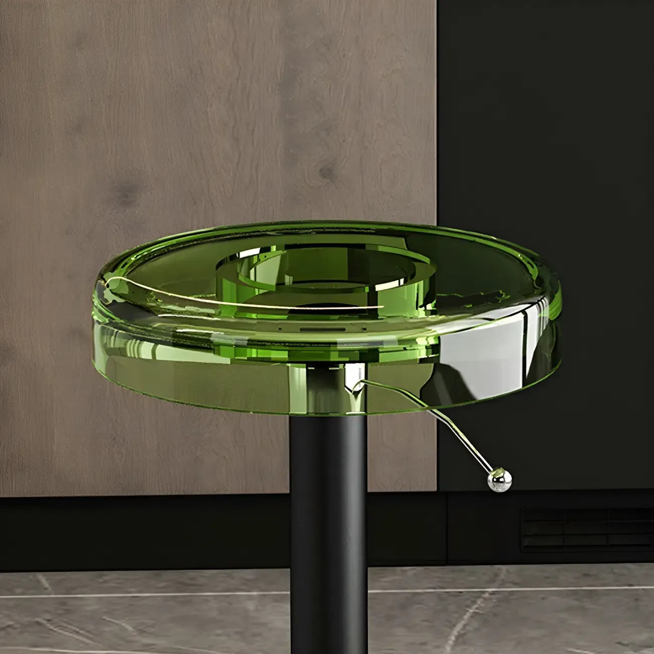 Tabouret de bar pivotant et réglable en métal et acrylique transparent élégant