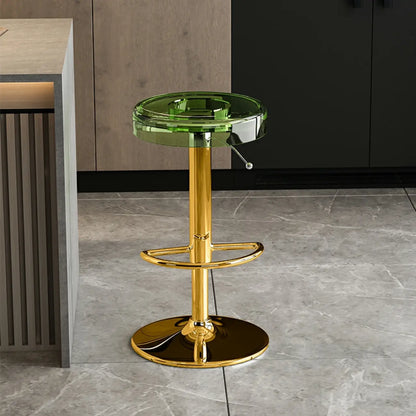 Tabouret de bar pivotant et réglable en métal et acrylique transparent élégant