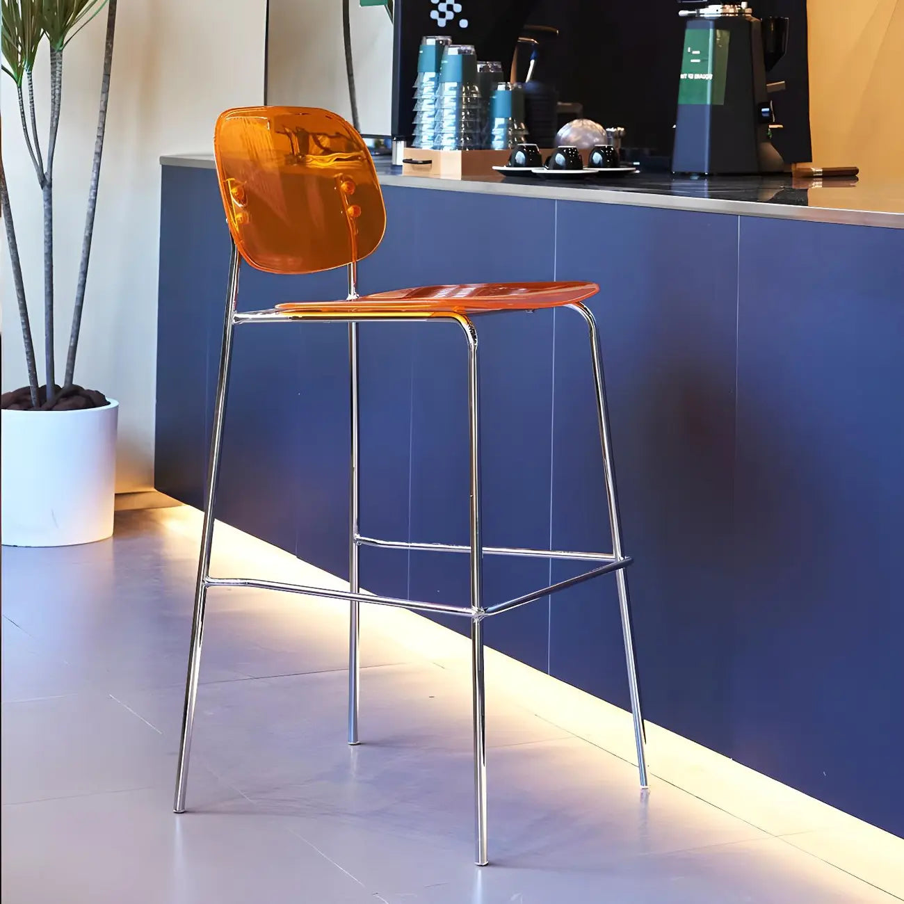 Tabourets de bar modernes en métal et acrylique, hauteur comptoir