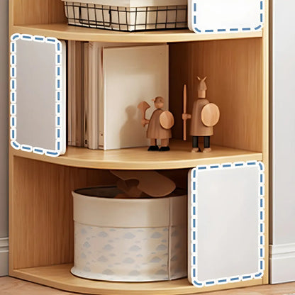 Bibliothèque d'angle étroite et moderne à 5 niveaux en bois brun