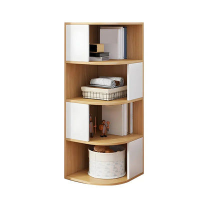 Bibliothèque d'angle étroite et moderne à 5 niveaux en bois brun