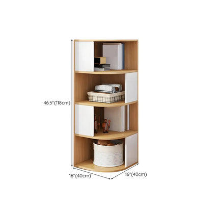 Bibliothèque d'angle étroite et moderne à 5 niveaux en bois brun