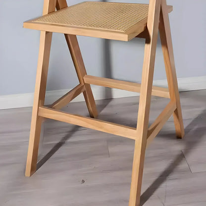 Tabourets de bar carrés empilables en rotin style milieu du siècle