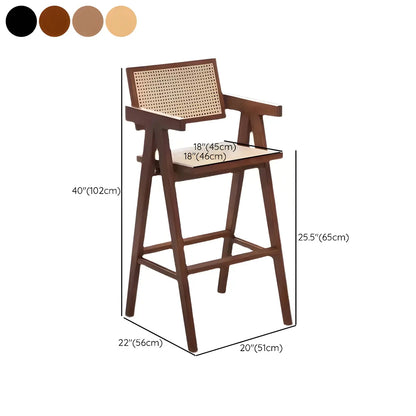 Tabourets de bar carrés empilables en rotin style milieu du siècle
