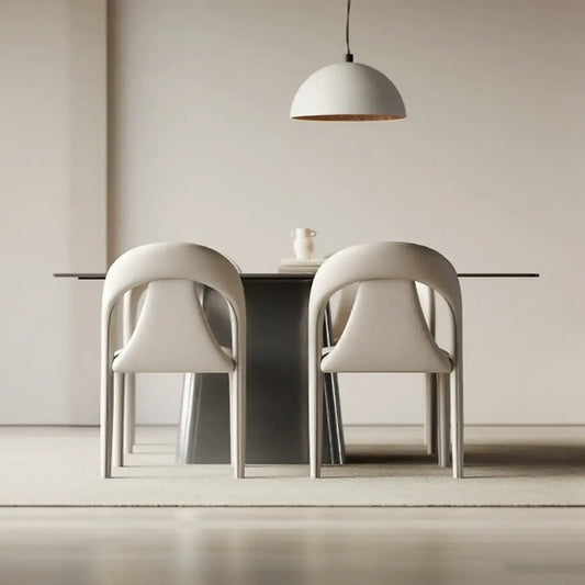 Ensemble de 2 chaises de salle à manger modernes sans accoudoirs, dossier incurvé en similicuir