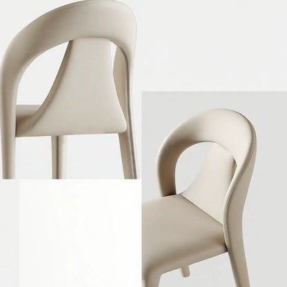Ensemble de 2 chaises de salle à manger modernes sans accoudoirs, dossier incurvé en similicuir