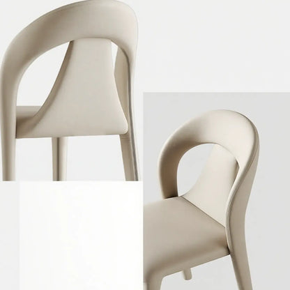 Ensemble de 2 chaises de salle à manger modernes sans accoudoirs, dossier incurvé en similicuir