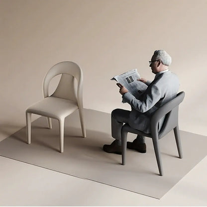 Ensemble de 2 chaises de salle à manger modernes sans accoudoirs, dossier incurvé en similicuir