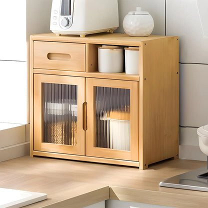 Vitrine moderne en bambou avec portes en acrylique