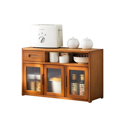 Vitrine moderne en bambou avec portes en acrylique