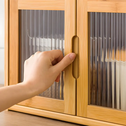 Vitrine moderne en bambou avec portes en acrylique