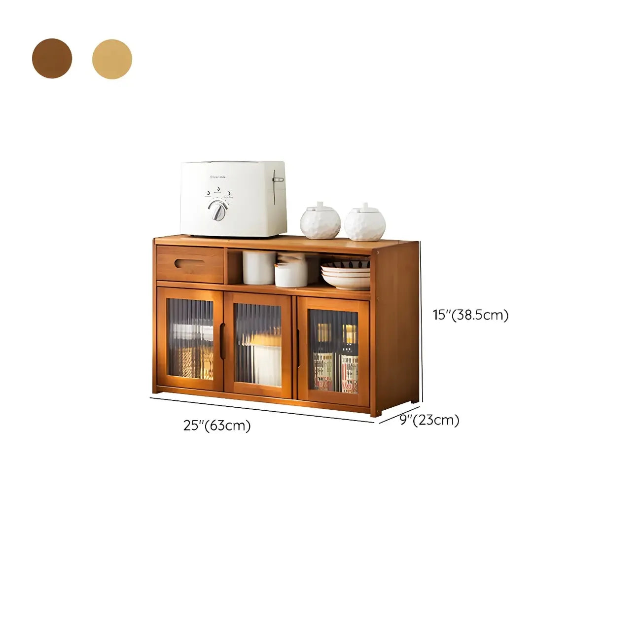 Vitrine moderne en bambou avec portes en acrylique