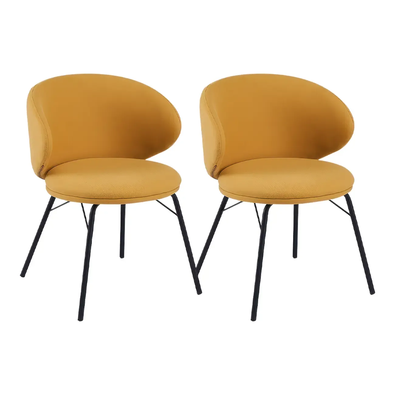 Chaise de salle à manger moderne en cuir rembourré avec pieds en métal