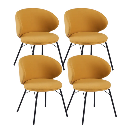 Chaise de salle à manger moderne en cuir rembourré avec pieds en métal