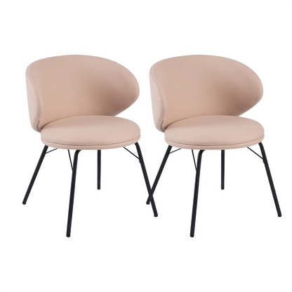 Chaise de salle à manger moderne en cuir rembourré avec pieds en métal