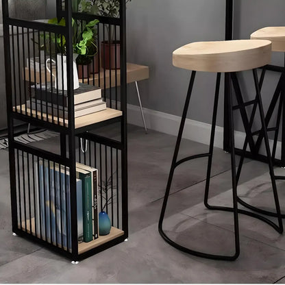 Tables de bar modernes en bois naturel et métal avec rangement