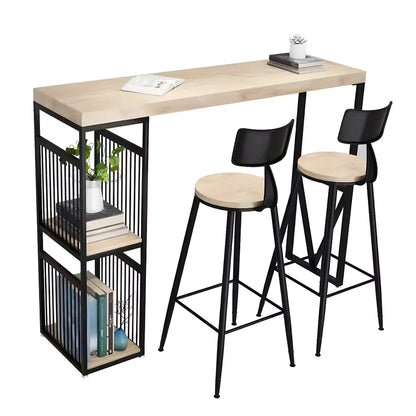 Tables de bar modernes en bois naturel et métal avec rangement