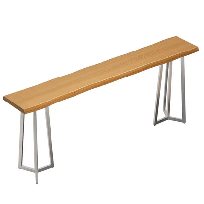 Table de bar élégante en bois avec piètement argenté pour pub