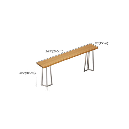 Table de bar élégante en bois avec piètement argenté pour pub