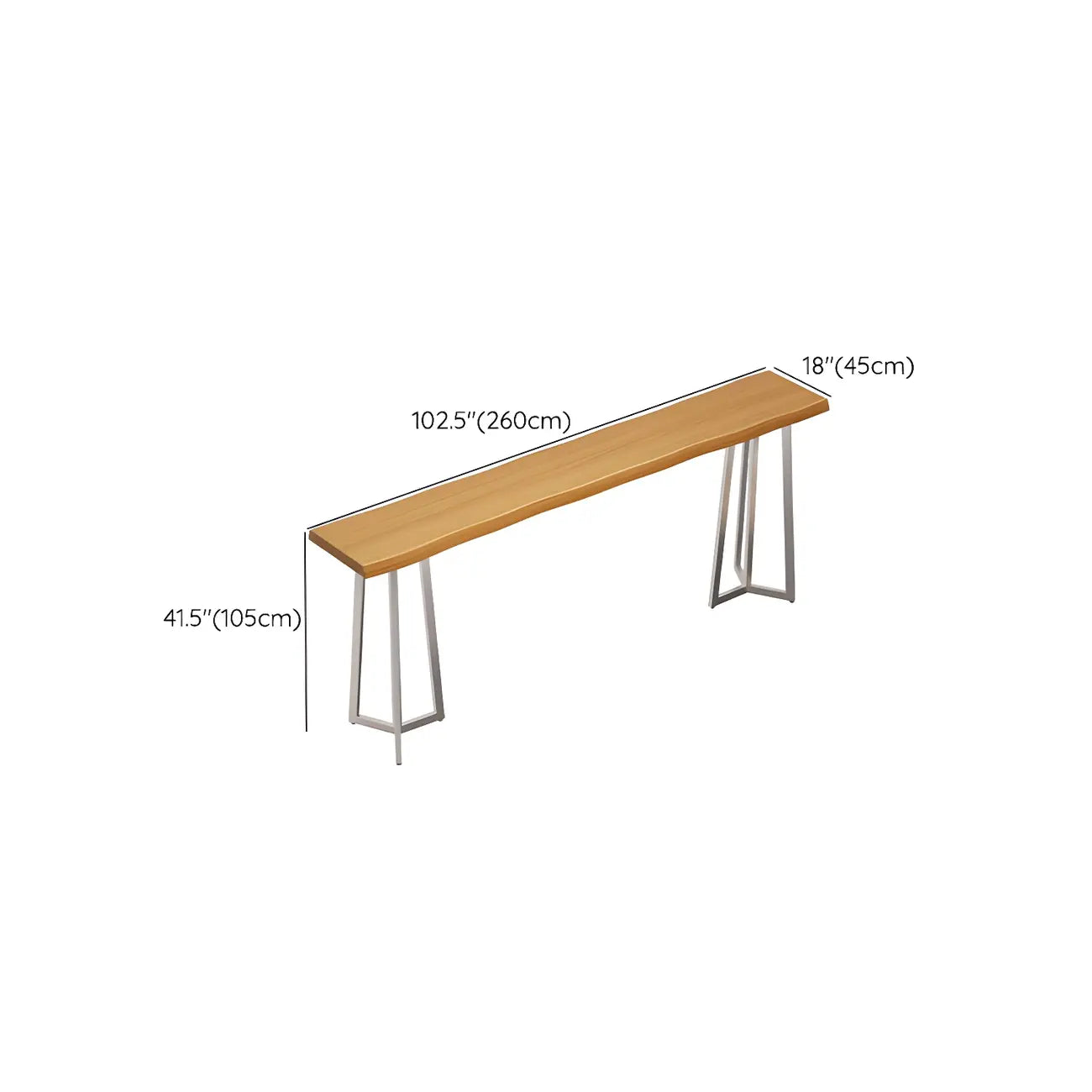 Table de bar élégante en bois avec piètement argenté pour pub