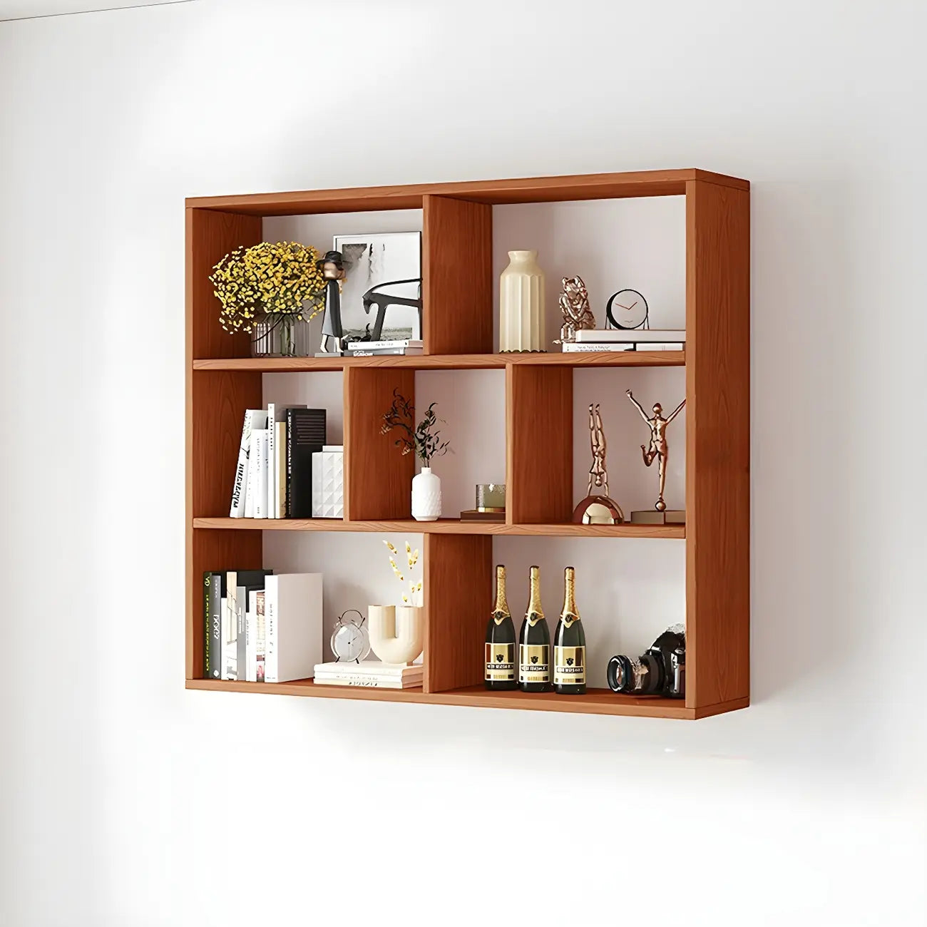 Bibliothèque murale cubique en bois blanc
