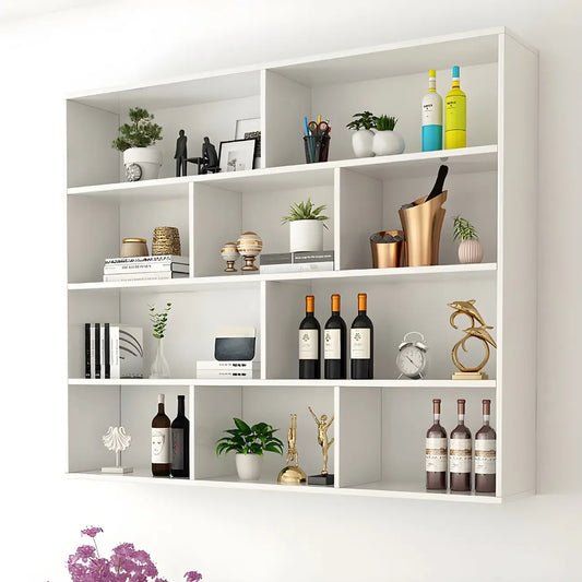 Bibliothèque murale cubique en bois blanc