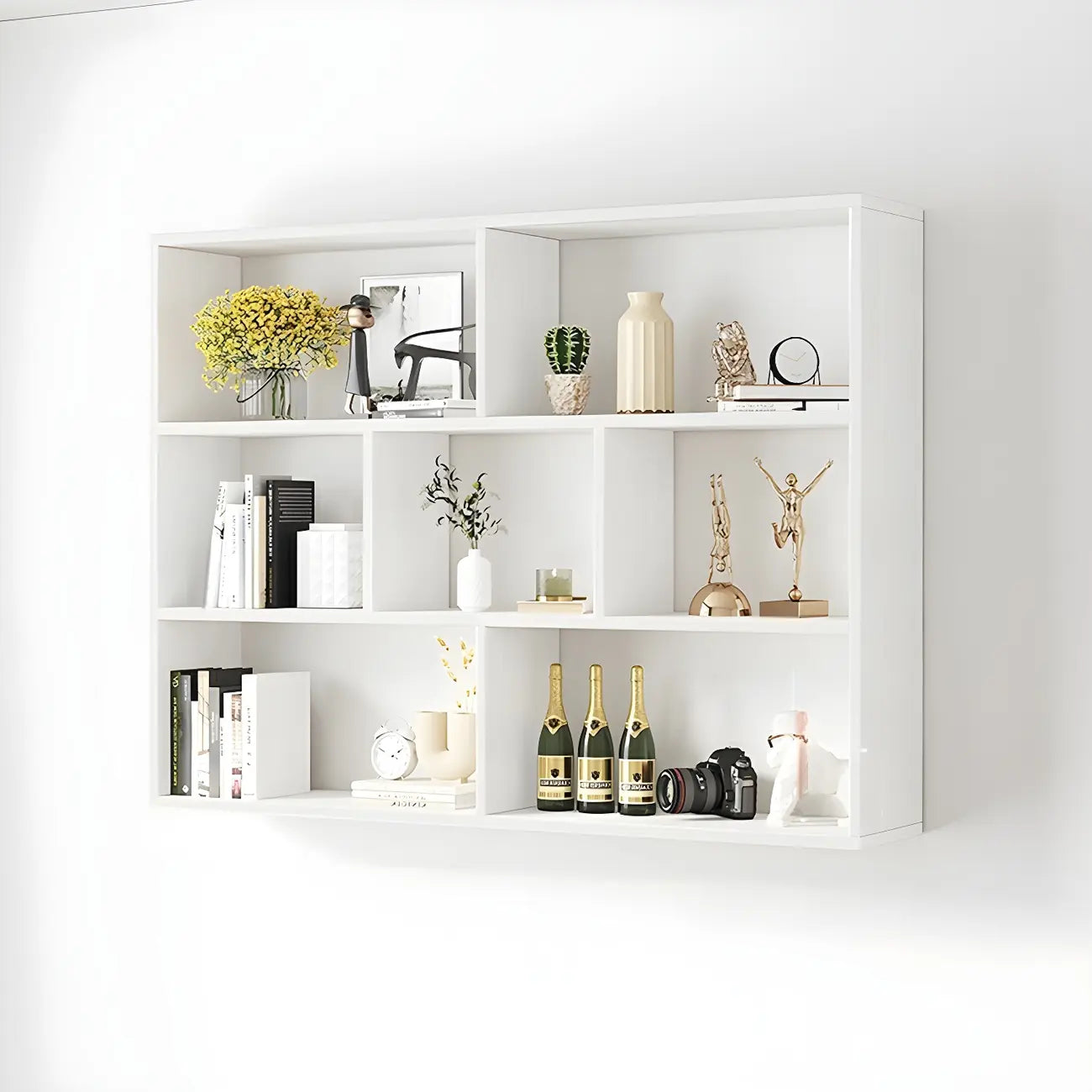 Bibliothèque murale cubique en bois blanc