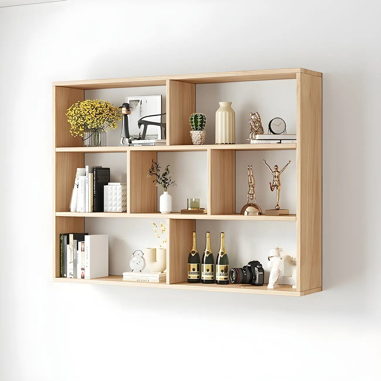 Bibliothèque murale cubique en bois blanc