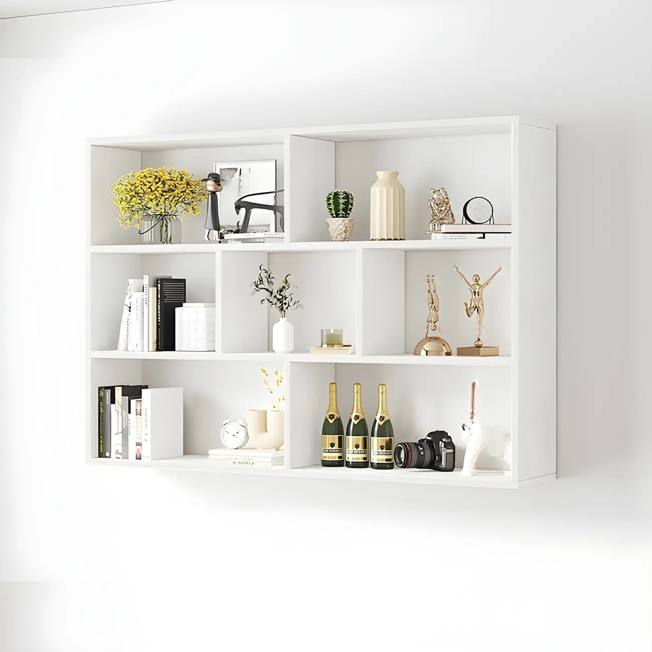 Bibliothèque murale cubique en bois blanc
