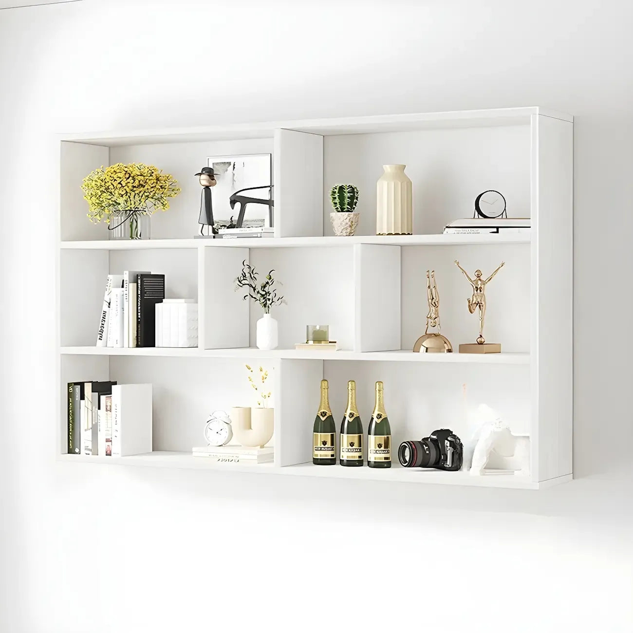 Bibliothèque murale cubique en bois blanc