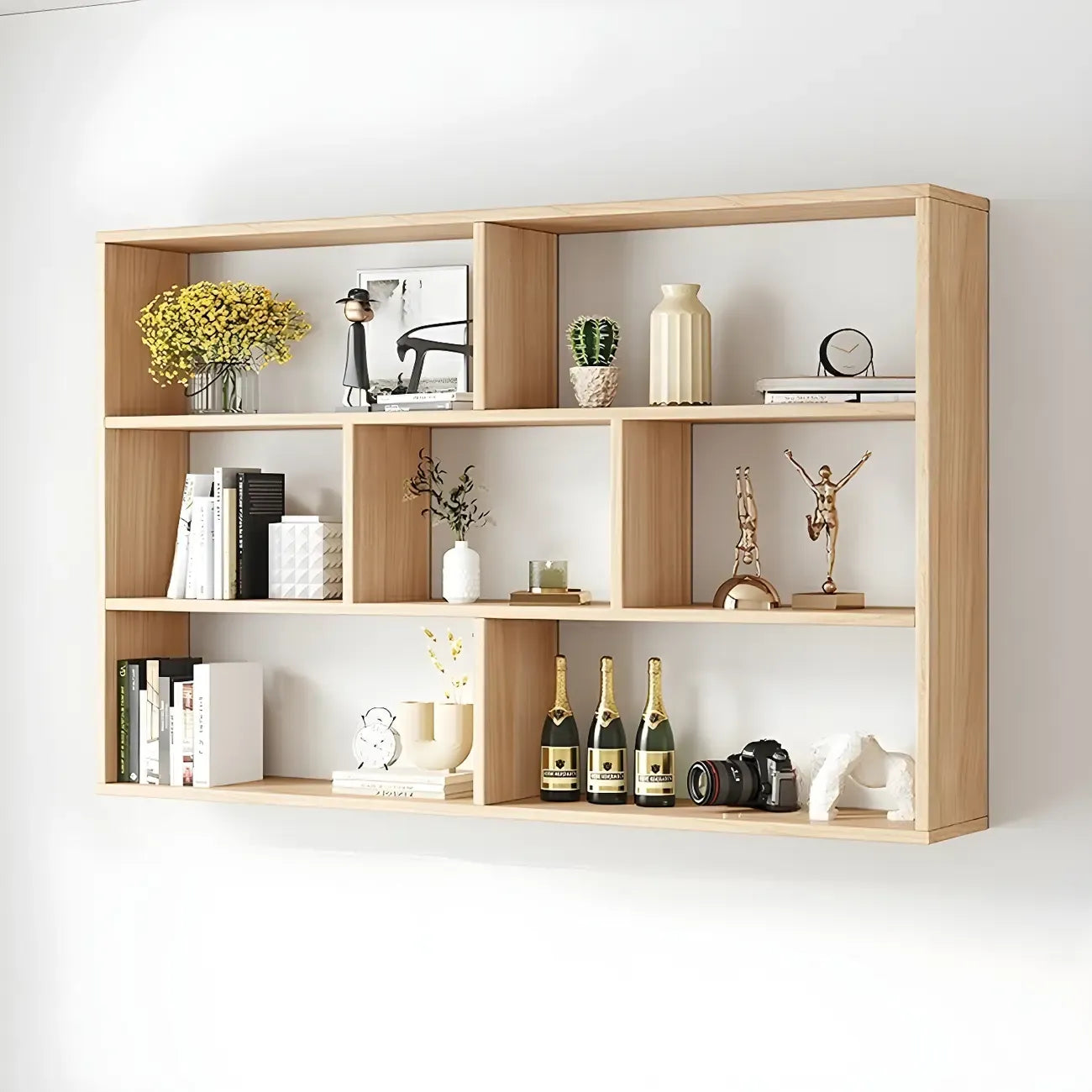 Bibliothèque murale cubique en bois blanc