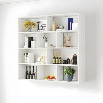 Bibliothèque murale cubique en bois blanc