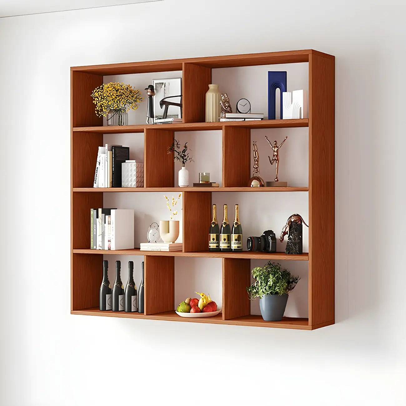 Bibliothèque murale cubique en bois blanc