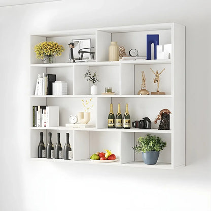 Bibliothèque murale cubique en bois blanc