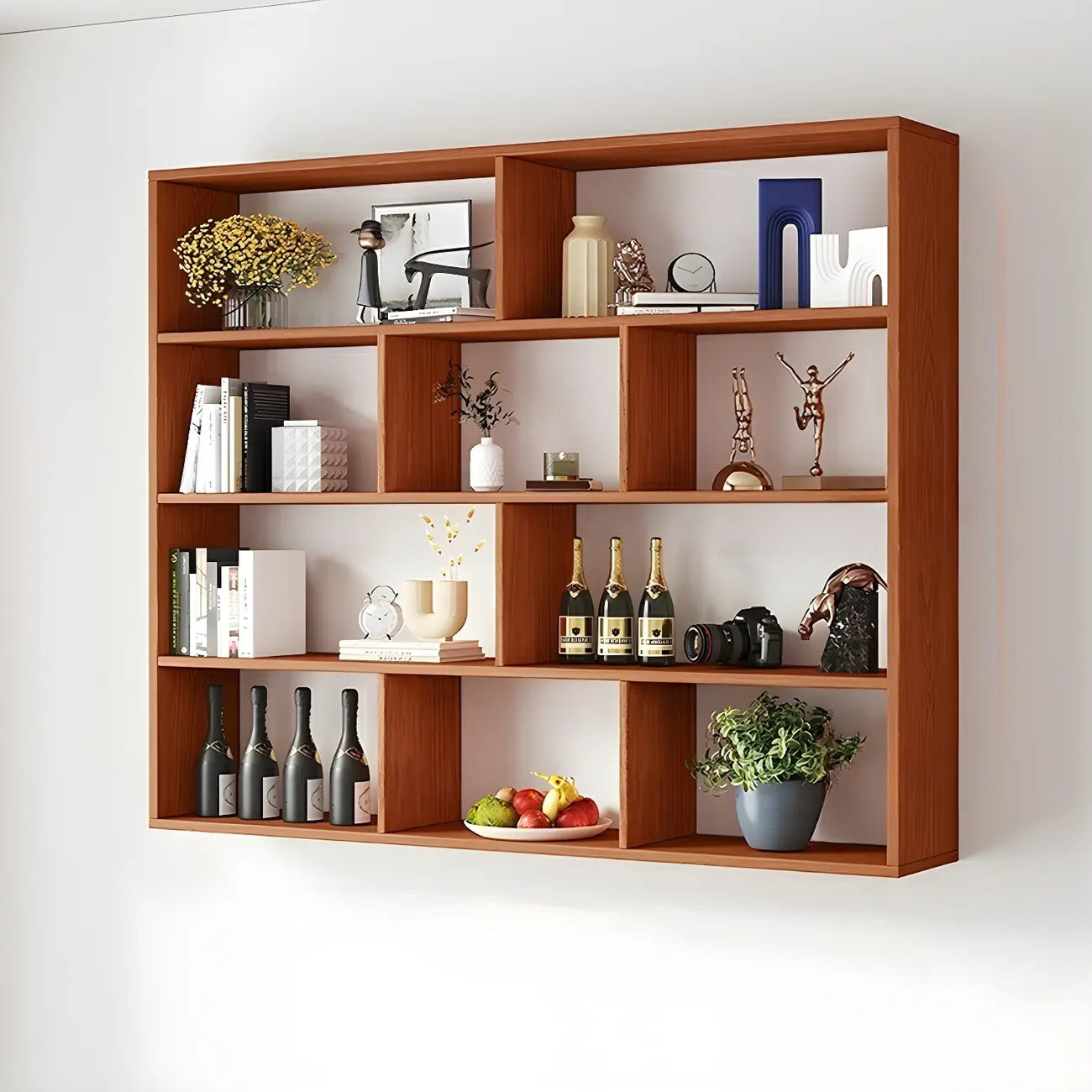 Bibliothèque murale cubique en bois blanc