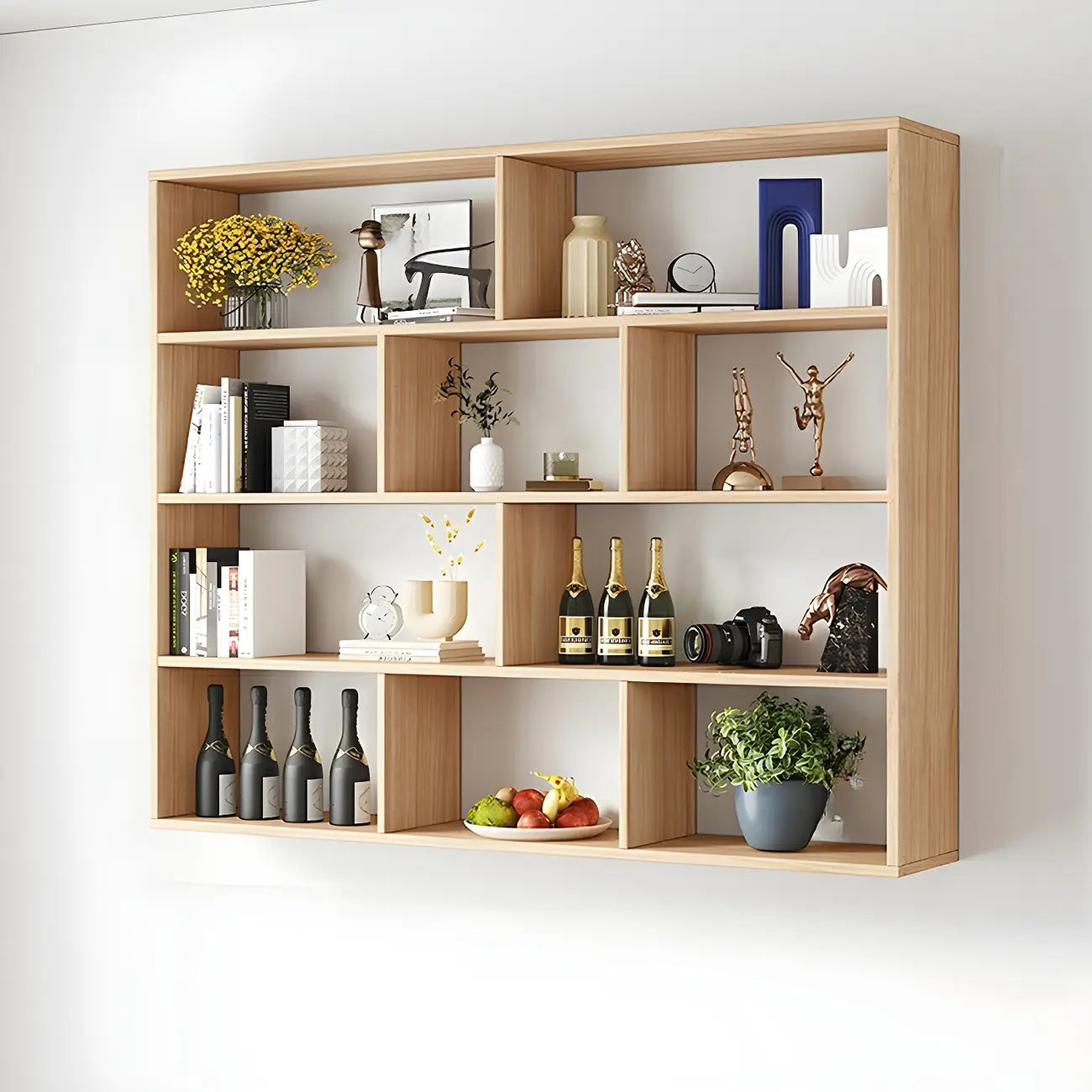 Bibliothèque murale cubique en bois blanc