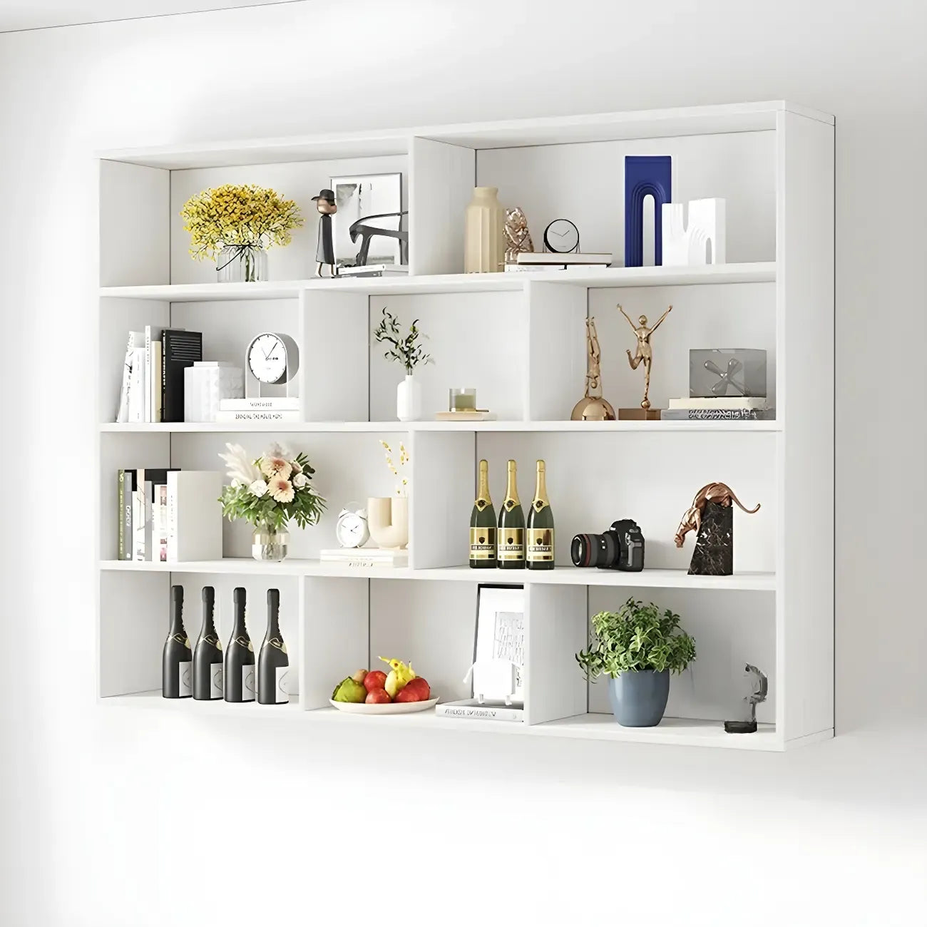 Bibliothèque murale cubique en bois blanc