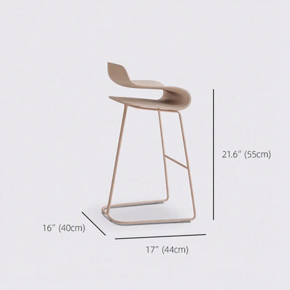 Tabouret de bar industriel en plastique et structure en acier, dossier bas et sans accoudoirs