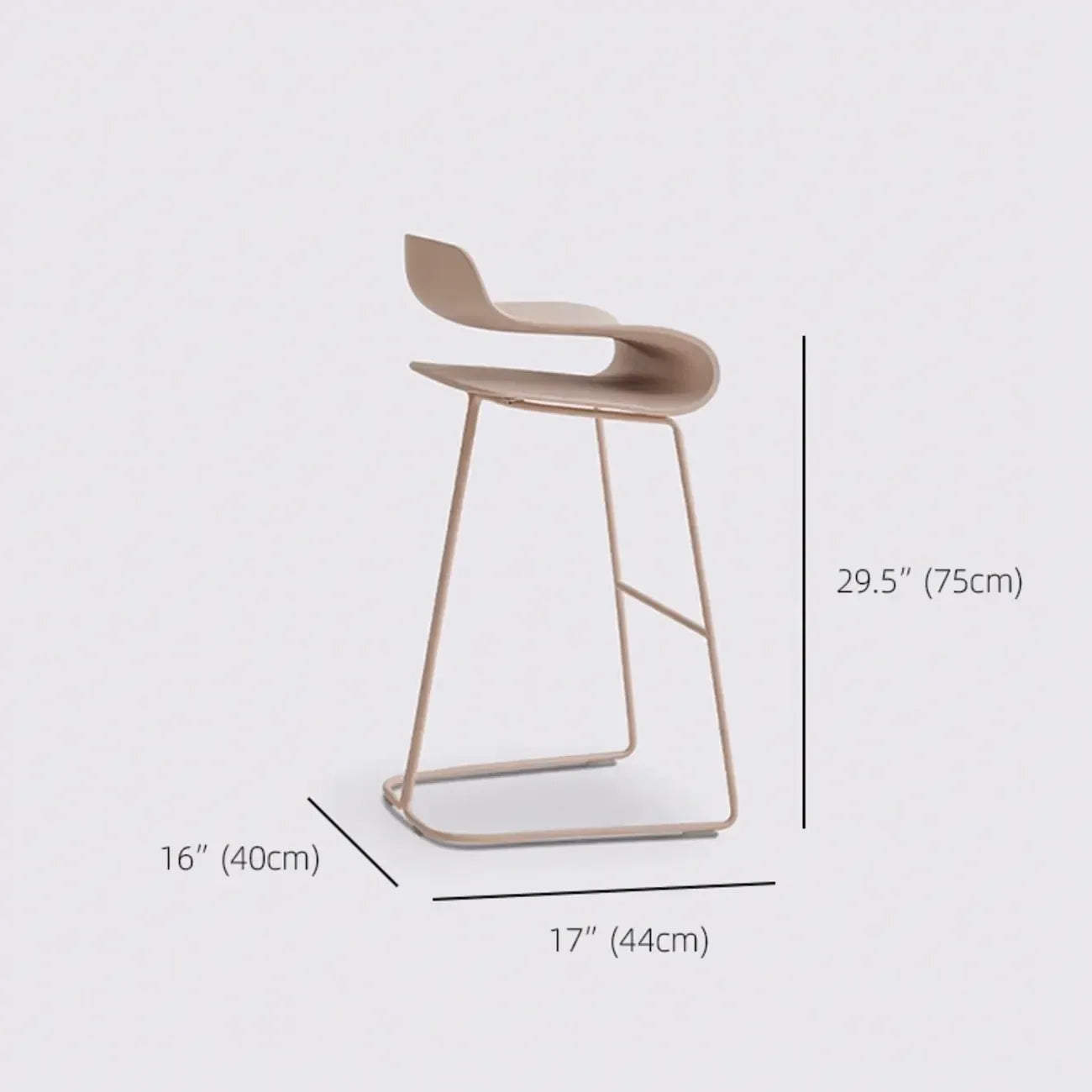 Tabouret de bar industriel en plastique et structure en acier, dossier bas et sans accoudoirs
