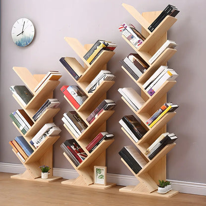 Étagère bibliothèque tendance en bois brun en forme d'arbre