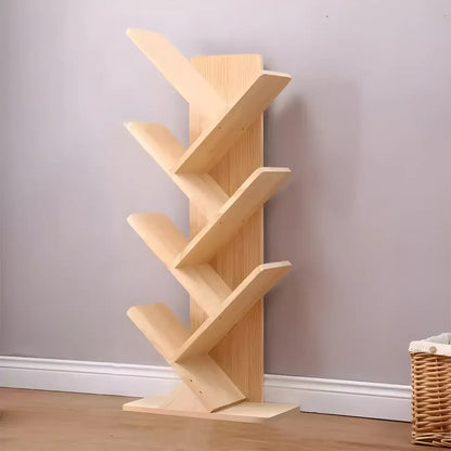Étagère bibliothèque tendance en bois brun en forme d'arbre
