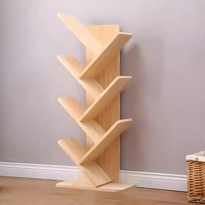 Étagère bibliothèque tendance en bois brun en forme d'arbre