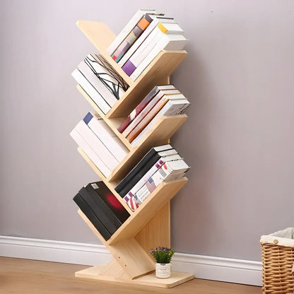 Étagère bibliothèque tendance en bois brun en forme d'arbre