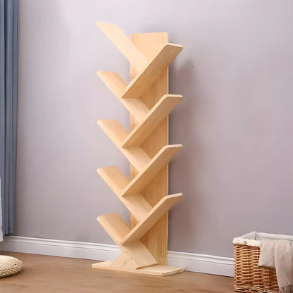 Étagère bibliothèque tendance en bois brun en forme d'arbre