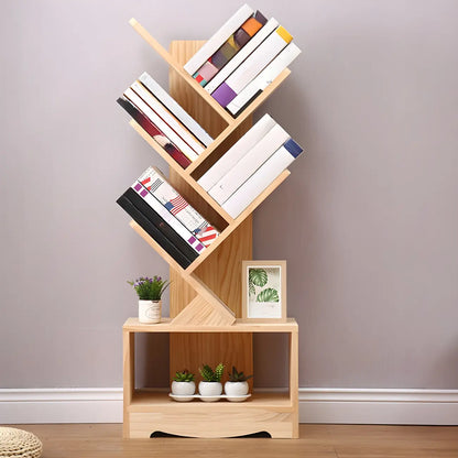 Étagère bibliothèque tendance en bois brun en forme d'arbre