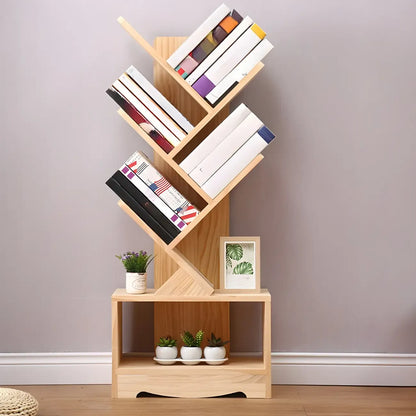 Étagère bibliothèque tendance en bois brun en forme d'arbre