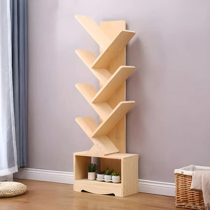 Étagère bibliothèque tendance en bois brun en forme d'arbre